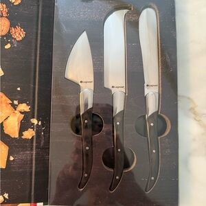 Legnoart  Silver and Black Cheese Knife Set. 3 pcs. Japanese steel fully forged